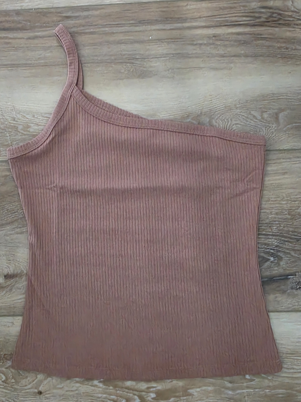 Double Zero One-Shoulder Ribbed Tank In Choco Milk - Size M